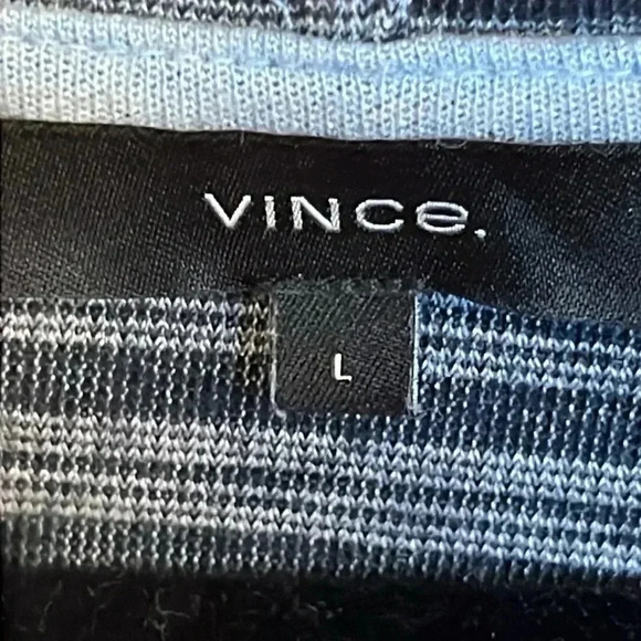 Vince Mens hooded pullover gray light blue stripes Lg cotton Modal Polyester Y2K - Picture 4 of 9